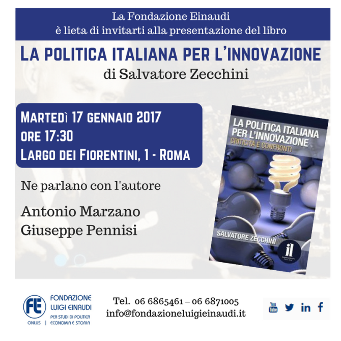 Presentazione del libro: “La politica italiana per l’innovazione”